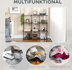 HOMCOM Regalsystem, Steckregal Aus Stahldraht, DIY Würfelregal, 9 Fächer, Drahtgitter, Schuhregal, Stufenregal Für Wohnzimmer, Kinderzimmer, Schlafzimmer, Schwarz, 35 X 35 X 35 Cm Je Würfel -Homcom adb9fb75fb80dc554067ba12f038601b