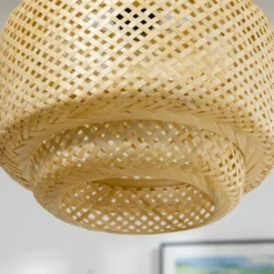 HOMCOM Hängelampe Deckenlampe Mit E27 Sockel, 40 W Hängeleuchte Mit Bambus-Lampenschirm, Verstellbare Wohnzimmerleuchte, Im Boho-Stil Für Flur, Natur, Ø35 X 35cm -Homcom afb0137682f9d9cf6ea8ab6c0518b55c