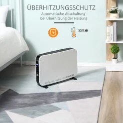 HOMCOM Heizgerät Heizlüfter 2180 W Elektroheizer LED-Licht Mit 3 Stufen Warm 24-Stunden-Timer Heizer Heizung Wärme Stahl Kunststoff Weiß 60 X 18,5 X 39,5 Cm -Homcom afed0664d3f36548c5683d11d277b4df