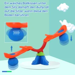 HOMCOM Kinder Gartenwippe 360° Drehbare Wippe Karussellwippe Für 3-8 Jahre Kunststoff Mehrfarbig 126 X 39,5 X 66 Cm -Homcom b03cab2b84adca5c38793c17ca856596