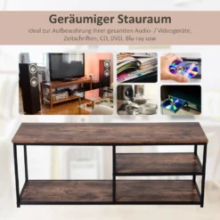 HOMCOM TV Schrank Lowboard TV-Regal Im Industrie-Design 3-stufig Spanplatte Natur 120 X B40 X H45 Cm -Homcom b0b0ade872f137e54cdecf1bff487cbf