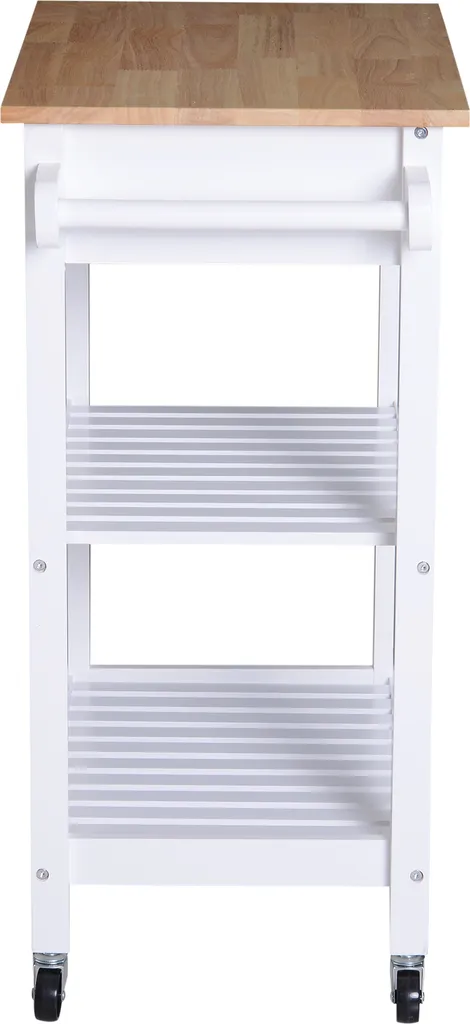 HOMCOM Servierwagen, Küchenwagen Mit Handtuchhalter, Küchentrolley, Beistellwagen Mit Schublade, Weiß, 64 X 39 X 84,5 Cm 7 HOMCOM Servierwagen, Küchenwagen Mit Handtuchhalter, Küchentrolley, Beistellwagen Mit Schublade, Weiß, 64 X 39 X 84,5 Cm – Bild 5