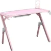 HOMCOM Gaming Tisch Schreibtisch Computertisch Arbeitstisch Möbel Für Büro Wohnzimmer Arbeitszimmer, Modernes Design, MDF Metall 110 X 59 X 75 Cm Rosa+Weiß -Homcom b10cb736ff7011ae104ad87f2b8729df