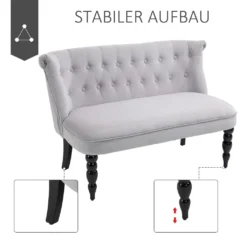 HOMCOM 2-Sitzer Couch Stoffsofa Polstersofa Sitzmöbel Loveseat Vintage Holz Grau 120 X 67 X 78 Cm -Homcom b13e8098294413591816422031b61f5e