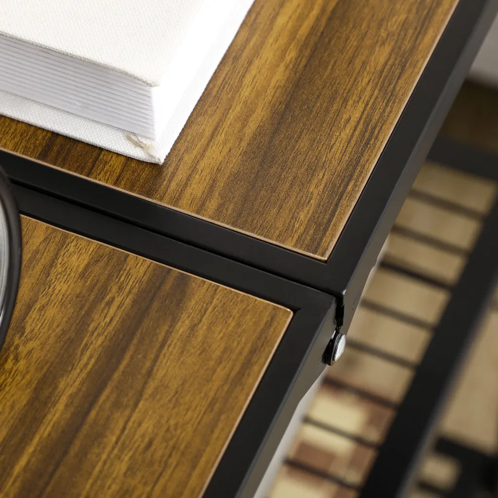 HOMCOM Rollwagen, Klappbarer Küchenwagen, Servierwagen Mit 3 Ebenen, Griff, Küchenregal Auf 4 Rollen Für Esszimmer, Wohnzimmer, Stahl, Braun+Schwarz, 68 X 35 X 85 Cm 10 HOMCOM Rollwagen, Klappbarer Küchenwagen, Servierwagen Mit 3 Ebenen, Griff, Küchenregal Auf 4 Rollen Für Esszimmer, Wohnzimmer, Stahl, Braun+Schwarz, 68 X 35 X 85 Cm – Bild 8