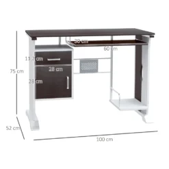 HOMCOM Computertisch Winkelschreibtisch Mit Schubladen Schreibtisch Bürotisch Anti-Rutsch Metall MDF Schwarznuss+Silber 100 X 52 X 75 Cm -Homcom b478dd2a218f00fec5af6698a4edfad1