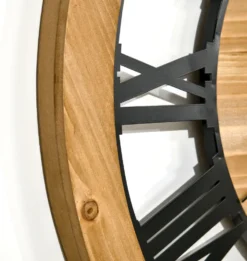 HOMCOM Wanduhr 60 Cm Mit Römischen Ziffern, Uhrwerk Im Vintage-Design, Geräuschlose Dekoration Für Wohnzimmer Küche Metall Tannenholz Schwarz+Natur 16 HOMCOM Wanduhr 60 Cm Mit Römischen Ziffern, Uhrwerk Im Vintage-Design, Geräuschlose Dekoration Für Wohnzimmer Küche Metall Tannenholz Schwarz+Natur -Homcom b4ca170ee7071baf0fe09b6f8fbb9c92