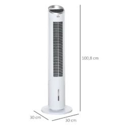 HOMCOM Luftkühler Mit Wasserkühlung Fernbedienung Turmventilator Standventilator Mit Luftbefeuchtung Klimagerät 8h Timer Nutzungsraum 20㎡ 60W ABS Weiß Ø30 X 100,8H Cm -Homcom b52b2667f2b29f8149a3c4d78e1a0e24