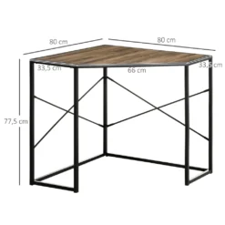 HOMCOM Eckschreibtisch, Platzsparender Arbeitstisch, Schreibtisch Mit Anti-Rutsch-Matt, Computertisch Im Industriedesign, Metall, Braun, 80 X 80 X 77,5 Cm -Homcom b591d7a2a96695a92d6a072dfd116e34