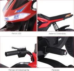 HOMCOM Kindermotorrad Kinder-Elektromotorrad Elektro-Motorrad Für Kinder Ab 3 Jahren Licht Musik MP3 Elektrofahrzeug Mit Stützrädern Maximal 3 Km/h Metall + Kunststoff Rot 105 X 52,3 X 62,3 Cm -Homcom b66f4c624c5966e9280c68926b6c9209