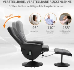 HOMCOM Massagesessel Mit Fußhocker Massagesessel Relaxsessel TV-Sessel145°-Neigung Liegesessel Ergonomischer Stuhl Mit 10 Vibrationpunkte Kunstleder Schwarz 76 X 81 X 105 Cm -Homcom b76007a4e348904f744cafa395ff0789