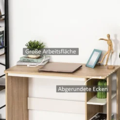 HOMCOM Schreibtisch Mit Regal Bücherregal Computertisch Bürotisch Spanplatte Natur+Weiß 100 X 44 X 74 Cm -Homcom b780fa8a5072f62b9f0f0f3263af9c5b