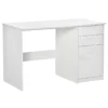 HOMCOM Schreibtisch Computertisch Mit 2 Schubladen Schrank Arbeitstisch Bürotisch Große Tischplatte Weiß 120 X 60 X 76 Cm