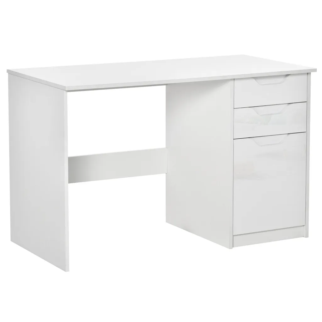 HOMCOM Schreibtisch Computertisch Mit 2 Schubladen Schrank Arbeitstisch Bürotisch Große Tischplatte Weiß 120 X 60 X 76 Cm 3 HOMCOM Schreibtisch Computertisch Mit 2 Schubladen Schrank Arbeitstisch Bürotisch Große Tischplatte Weiß 120 X 60 X 76 Cm