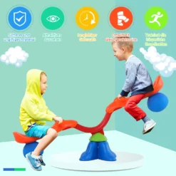 HOMCOM Kinder Gartenwippe 360° Drehbare Wippe Karussellwippe Für 3-8 Jahre Kunststoff Mehrfarbig 126 X 39,5 X 66 Cm -Homcom b7eddd6481cca2a0a6b870589ba1abf6