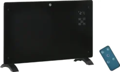 HOMCOM Heizlüfter Elektroheizung 1000/2000W Konvektor-Heizung Freistehend/ Wandmontage Mit Timer Leise Heizung Mit Fernbedienung Und LED-Display Kippschutz Für Raum 25 M² Schwarz 78 X 24 X 52cm