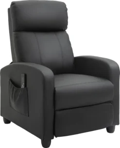 HOMCOM Massagesessel Relaxsessel Fernsehsessel Massagesofa Massagefunktion Liegefunktion Rückenlehne Mit Rückenlehne 2-Punkt-Massage PolyurethanSchaumstoff Schwarz 68 X 88 X 98 Cm