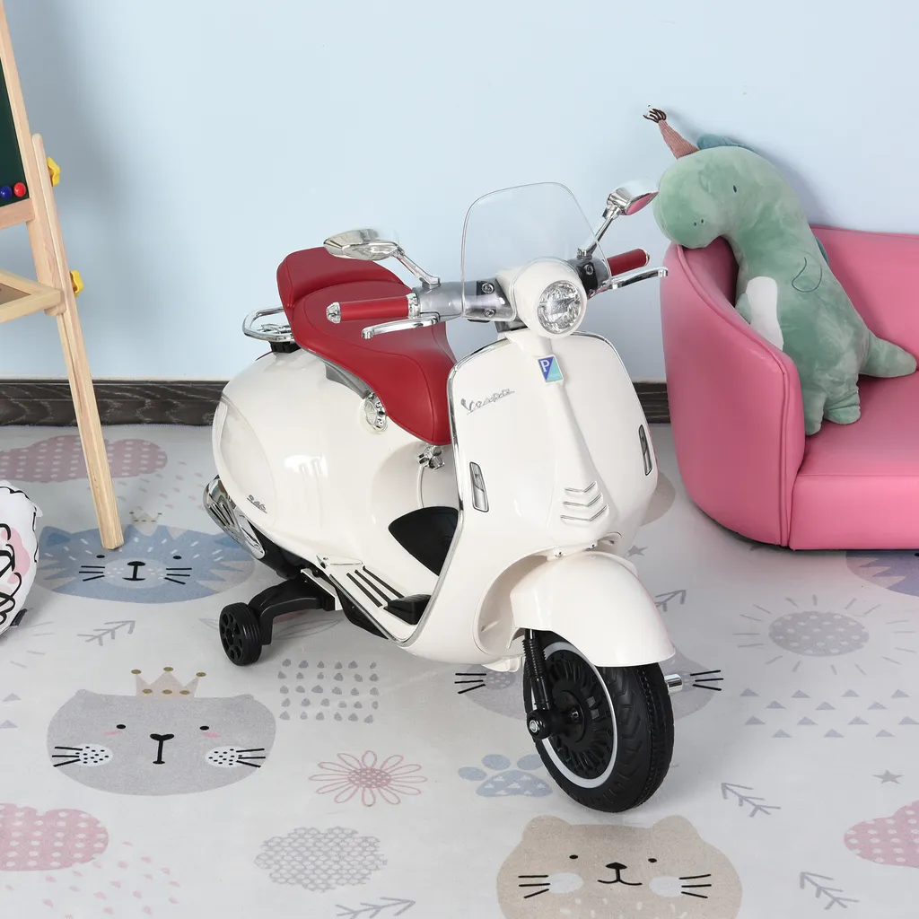 HOMCOM Elektrofahrzeug, Kinderfahrzeug, Kindermotorrad, Elektro-Motorrad Mit MP3-Musik Beleuchtung, 3-6 Jahre, PP, Weiß, 108 X 49 X 75 Cm 4 HOMCOM Elektrofahrzeug, Kinderfahrzeug, Kindermotorrad, Elektro-Motorrad Mit MP3-Musik Beleuchtung, 3-6 Jahre, PP, Weiß, 108 X 49 X 75 Cm – Bild 2