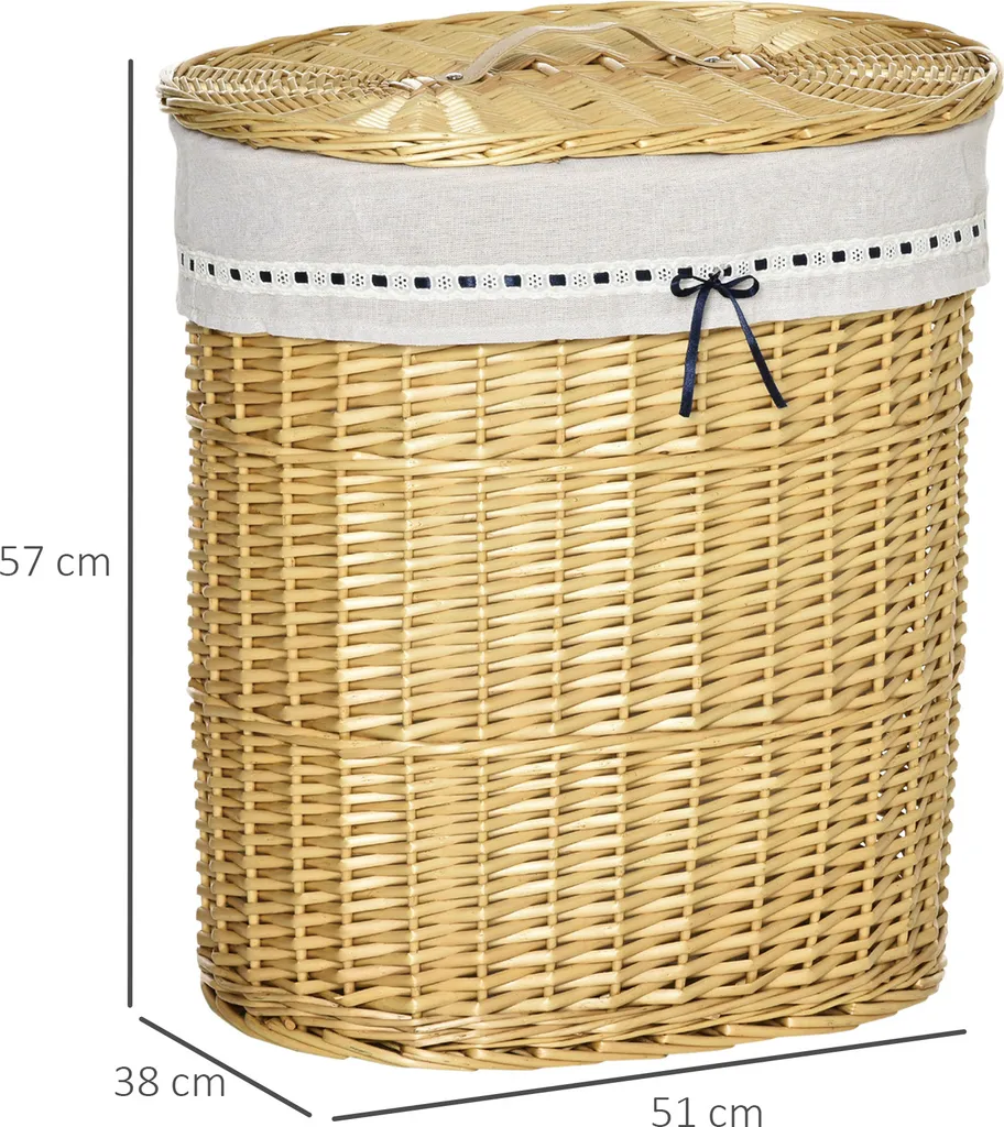 HOMCOM Wäschekorb Aus Weide Weidenrute Wäschebox Wäschesammler Geflochten Mit Deckel Natur 100L 51 X 38 X 57 Cm 9 HOMCOM Wäschekorb Aus Weide Weidenrute Wäschebox Wäschesammler Geflochten Mit Deckel Natur 100L 51 X 38 X 57 Cm – Bild 7