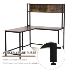 HOMCOM Computertisch, L-förmiger Eckschreibtisch, Schreibtisch, Bürotisch, Gamingtisch, PC-Tisch, Spanplatte+Metall, Natur+Schwarz, 140 X 125 X 149 Cm 16 HOMCOM Computertisch, L-förmiger Eckschreibtisch, Schreibtisch, Bürotisch, Gamingtisch, PC-Tisch, Spanplatte+Metall, Natur+Schwarz, 140 X 125 X 149 Cm -Homcom b9bdbdf0b017af028154889d9754b9ae