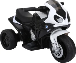 HOMCOM Elektro Kindermotorrad Kinderfahrzeug Lizensiert Von BMW S1000RR Elektro-Dreirad Mit Akku Stahl Schwarz 66 X 37 X 44 Cm