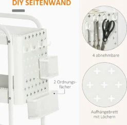 HOMCOM Rollwagen3-Etagen Küchenwagen Mit Schubladen Und Korb Für Küche Büro Schlafzimmer Wohnzimmer Stahl Weiß 51,5 X 32 X 75,6 Cm -Homcom ba84dc9b85ba5c9fa20053cf3abff2e3