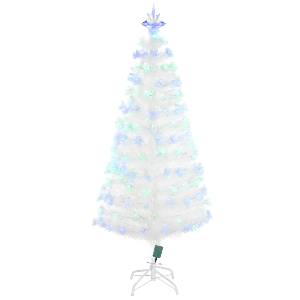 HOMCOM Weihnachtsbaum 1,2 M Christbaum Kunsttanne 130 Zweige Mit RGB Led-Leuchten Metallfuß PVC Weiß Ø45 X 120H Cm 3 HOMCOM Weihnachtsbaum 1,2 M Christbaum Kunsttanne 130 Zweige Mit RGB Led-Leuchten Metallfuß PVC Weiß Ø45 X 120H Cm