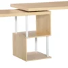 HOMCOM Eckschreibtisch Küchentisch L-Formen Schreibtisch Mit Ablagen Winkelschreibtisch PC-Tisch Computertisch Bürotisch360° Drehbar MDF Eisen Weiß+Eiche 220 X 55 X 76 Cm -Homcom bb70184d0a144469c8a6d23f20caded5