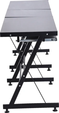 HOMCOM Computertisch Schreibtisch Flexible Arbeitsstation MDF Stahl Schwarz 210 X 50 X 73,5 Cm -Homcom bc0a98957a6c25ac124a708fcf326b9d