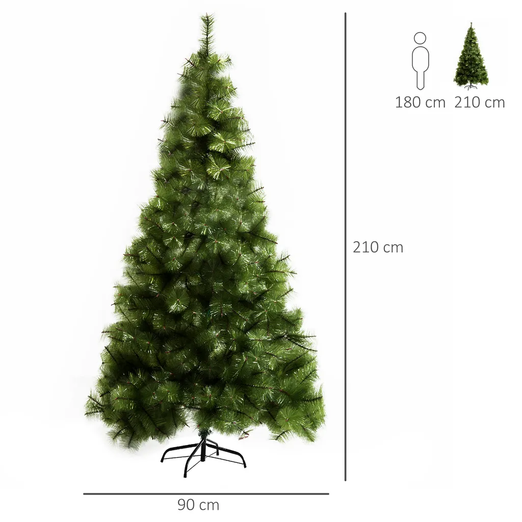 HOMCOM Künstlicher Weihnachtsbaum 2,1 M Christbaum Tannenbaum 505 Äste Dichte Zweige Einfacher Aufbau Authentischer Christbaum Mit Metallständer PET Metall Grün Ø90 X 210 Cm 7 HOMCOM Künstlicher Weihnachtsbaum 2,1 M Christbaum Tannenbaum 505 Äste Dichte Zweige Einfacher Aufbau Authentischer Christbaum Mit Metallständer PET Metall Grün Ø90 X 210 Cm – Bild 5