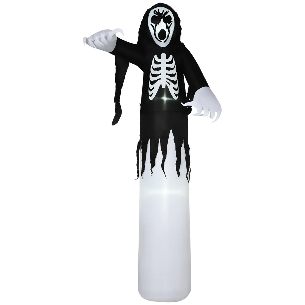 HOMCOM Halloween Deko Geister Skelett Aufblasbares Gespenst Mit Weißen LEDs Geist Halloween Lichter Mit Gebläse 140 X 105 X 270 Cm 3 HOMCOM Halloween Deko Geister Skelett Aufblasbares Gespenst Mit Weißen LEDs Geist Halloween Lichter Mit Gebläse 140 X 105 X 270 Cm