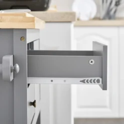 HOMCOM Küchenwagen Rollbar Servierwagen Standregal Küchentrolley Schrank Mit Schublade Bodenregal Handtuchhalter Für Küche Esszimmer Gummiholz MDF Grau+Natur 108 X 45 X 89 Cm -Homcom bf63632105d38fd7b1c346476d9640a9