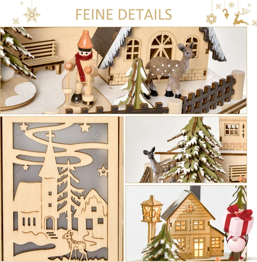 HOMCOM Weihnachts-Adventskalender Mit 24 Zugkästen Weihnachtskalender Mit LED-Lichtern Adventskalenderbox Sperrholz-Platte Naturholz 25 X 20 X 29 Cm 7 HOMCOM Weihnachts-Adventskalender Mit 24 Zugkästen Weihnachtskalender Mit LED-Lichtern Adventskalenderbox Sperrholz-Platte Naturholz 25 X 20 X 29 Cm – Bild 5