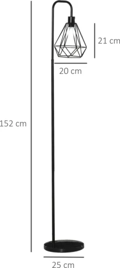 HOMCOM Stehlampe Industriestil Standleuchte Stehleuchte Sockel E27 Für Schlafzimmer Esszimmer Stahl Marmor Schwarz Ø25 X 152H Cm -Homcom bf9a7d6e2b6f7cb9f0c7a7218a9dc328