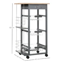 HOMCOM Küchenwagen Auf Rädern, Rollwagen Mit 2 Regalen, Servierwagen, Bastelwagen Mit Arbeitsplatte Und Gewürzregal, Rollregal Für Küche, Esszimmer, Kiefernholz, Grau, 47 X 37 X 83 Cm 20 HOMCOM Küchenwagen Auf Rädern, Rollwagen Mit 2 Regalen, Servierwagen, Bastelwagen Mit Arbeitsplatte Und Gewürzregal, Rollregal Für Küche, Esszimmer, Kiefernholz, Grau, 47 X 37 X 83 Cm -Homcom bfd9870aa5f30986e68f19eb735c3096