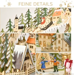 HOMCOM Adventskalender Zum Befüllen 24 Schubladen Fächer Weihnachtskalender Mit LED-Lichtern Adventskalenderbox Weihnachtsdekoration DIY MDF-Platte Naturholz 45 X 13 X 43 Cm -Homcom bff51787fa2d80788031788f1850a6fd