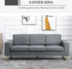 HOMCOM Polstersofa 3-Sitzer Sofa Stoffsofa Sitzmöbel Fernsehsessel Kissen Armlehne Leinen Dunkelgrau 200 X 82 X 78 Cm 12 HOMCOM Polstersofa 3-Sitzer Sofa Stoffsofa Sitzmöbel Fernsehsessel Kissen Armlehne Leinen Dunkelgrau 200 X 82 X 78 Cm -Homcom c07aa12c1b70963cbe5c69b2597d70ce