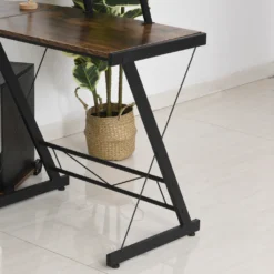 HOMCOM Computertisch, Eckschreibtisch, Schreibtisch, Bürotisch, Spanplatte+Metall, Vintagebraun-Schwarz, 155 X 115 X 91,5 Cm -Homcom c0ceda97b89b53f7ab1dfc7da0132c9b