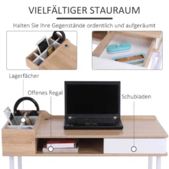 HOMCOM Schreibtisch Computertisch Bürotisch Arbeitstisch PC Tisch Vielseitig Verwendbar Mit Sechs Ablagefächern Schublade Breite Tischplatte Für Arbeitszimmer Büro Und Wohheim Natur 100 X 55 X 81,5 Cm 15 HOMCOM Schreibtisch Computertisch Bürotisch Arbeitstisch PC Tisch Vielseitig Verwendbar Mit Sechs Ablagefächern Schublade Breite Tischplatte Für Arbeitszimmer Büro Und Wohheim Natur 100 X 55 X 81,5 Cm -Homcom c112b8805e9110a883d3550165f24be2