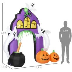 HOMCOM 280 Cm Halloween Deko Aufblasbarer Halloween-Torbogen Mit Kürbis Und Geist Bogen Deko Mit Eingebauten LEDs Gartendekoration Feiertagsdekorationen -Homcom c1d5c1ee65daf5132fc57d8b33a2544d