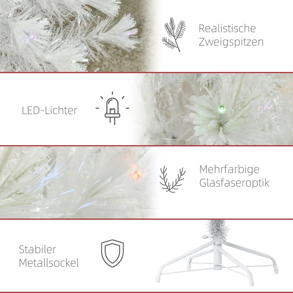 HOMCOM Weihnachtsbaum 1,2 M Christbaum Kunsttanne 130 Zweige Mit RGB Led-Leuchten Metallfuß PVC Weiß Ø45 X 120H Cm 10 HOMCOM Weihnachtsbaum 1,2 M Christbaum Kunsttanne 130 Zweige Mit RGB Led-Leuchten Metallfuß PVC Weiß Ø45 X 120H Cm – Bild 8