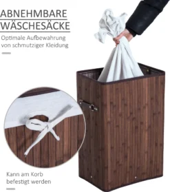 HOMCOM Wäschekorb, Wäschebox, Wäschesammler Mit Deckel, Segeltuchsack, Bambus , Faltbar, 72L, Dunkelbraun, 40 X 30 X 60 Cm -Homcom c32ad57ba7679d3f99e87e10c3eeca89