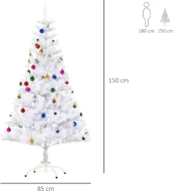 HOMCOM Weihnachtsbaum Künstlicher Christbaum Tannenbaum Baum 150cm Mit Ständer Inkl. Nachbildung (150cm, Weiß/Weihnachtsbaum 1) -Homcom c4d67c8abf425df059312b8e9e2c8cc5