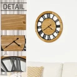 HOMCOM Wanduhr 60 Cm Mit Römischen Ziffern, Uhrwerk Im Vintage-Design, Geräuschlose Dekoration Für Wohnzimmer Küche Metall Tannenholz Schwarz+Natur 13 HOMCOM Wanduhr 60 Cm Mit Römischen Ziffern, Uhrwerk Im Vintage-Design, Geräuschlose Dekoration Für Wohnzimmer Küche Metall Tannenholz Schwarz+Natur -Homcom c4f3af5e1ffc5ea8a1c70169e6e01ae1