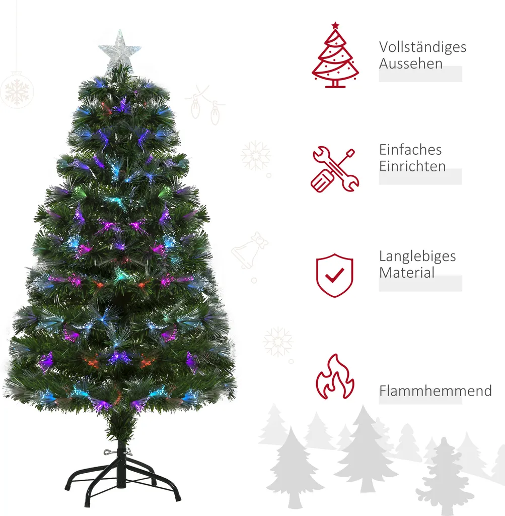 HOMCOM Weihnachtsbaum 1,2 M Christbaum Kunsttanne 130 Zweige Metallfuß PVC Mehrfarbige Lichteffekte Ø66 X 120H Cm 6 HOMCOM Weihnachtsbaum 1,2 M Christbaum Kunsttanne 130 Zweige Metallfuß PVC Mehrfarbige Lichteffekte Ø66 X 120H Cm – Bild 4