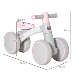 HOMCOM Kinder Laufrad Lauffahrrad Balance Bike 12-36 Monate Mit Verschleißfesten TPU-Rädern Erst Rutschrad Fahrzeug Geschenke Für Jungen/Mädchen Kleinkind Spielzeug PP TPR Rosa 60 X 24 X 37 Cm -Homcom c5563c08217baafdc072a3932660f179