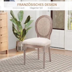 HOMCOM Esszimmerstuhl Küchenstuhl Polsterstuhl In Leinen-Optik Wohnzimmerstuhl Mit Rückenlehne Aus Rattan Vintage Retro Beige 50 X 54,5 X 97 Cm -Homcom c6d95ccea1f2ee1983a3c9c08f8cf14b