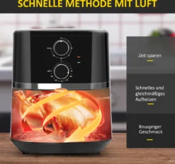 HOMCOM Heißluftfritteuse 4,5 L 1500W Mit 8 Menüs Antihaftbeschichteter Korb Für Gesundes ölfreies Fettarmes Kochen Stahl Schwarz 35,5 X 28 X 33,8 Cm 17 HOMCOM Heißluftfritteuse 4,5 L 1500W Mit 8 Menüs Antihaftbeschichteter Korb Für Gesundes ölfreies Fettarmes Kochen Stahl Schwarz 35,5 X 28 X 33,8 Cm -Homcom c73358230f2b86ffeaeb7c0bf859093f