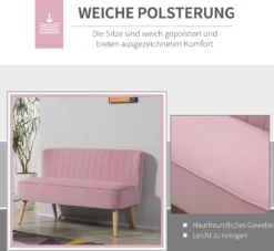 HOMCOM 2-Sitzer Stoffsofa Polstersofa Sitzmöbel Loungesofa Holz Schaumstoff Samtartiges Polyester Rosa 117 X 56,5 X 77 Cm 14 HOMCOM 2-Sitzer Stoffsofa Polstersofa Sitzmöbel Loungesofa Holz Schaumstoff Samtartiges Polyester Rosa 117 X 56,5 X 77 Cm -Homcom c76351bd6fe861b24883ea9750d01a24