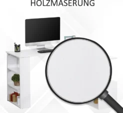 HOMCOM Eckschreibtisch Arbeitstisch Winkelschreibtisch Computertisch Bürotisch Regal L-Form 120 X 110 X 74,5 Cm, I-Form 190 X 50 X 74,5 Cm -Homcom c7c5ade4c2a366496521e7d2241251d4